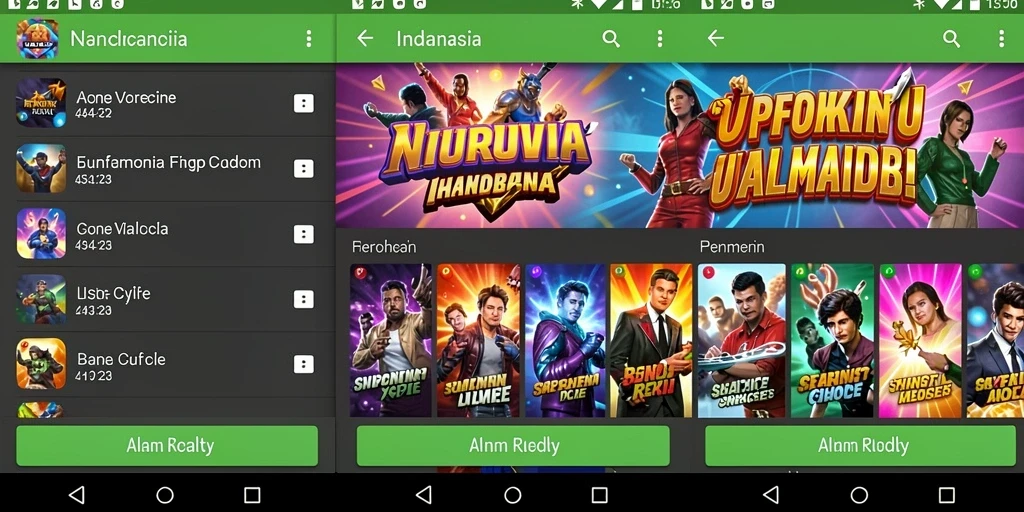 Screenshot menampilkan banyak pilihan tema permainan slot.